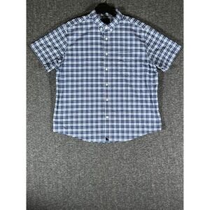 UNTUCKit Mens XXL Blue White Plaid Cotton Short Sleeve Button Down Shirt